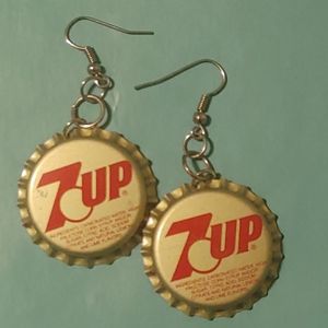 Handmade- Vintage Seven-Up Bottle cap Earrings